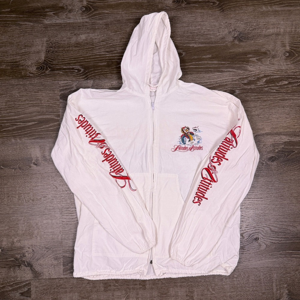VTG Latitudes & Attitudes Cotton Hoodie Mens XL‎ White Sailing Graphic Read! #2